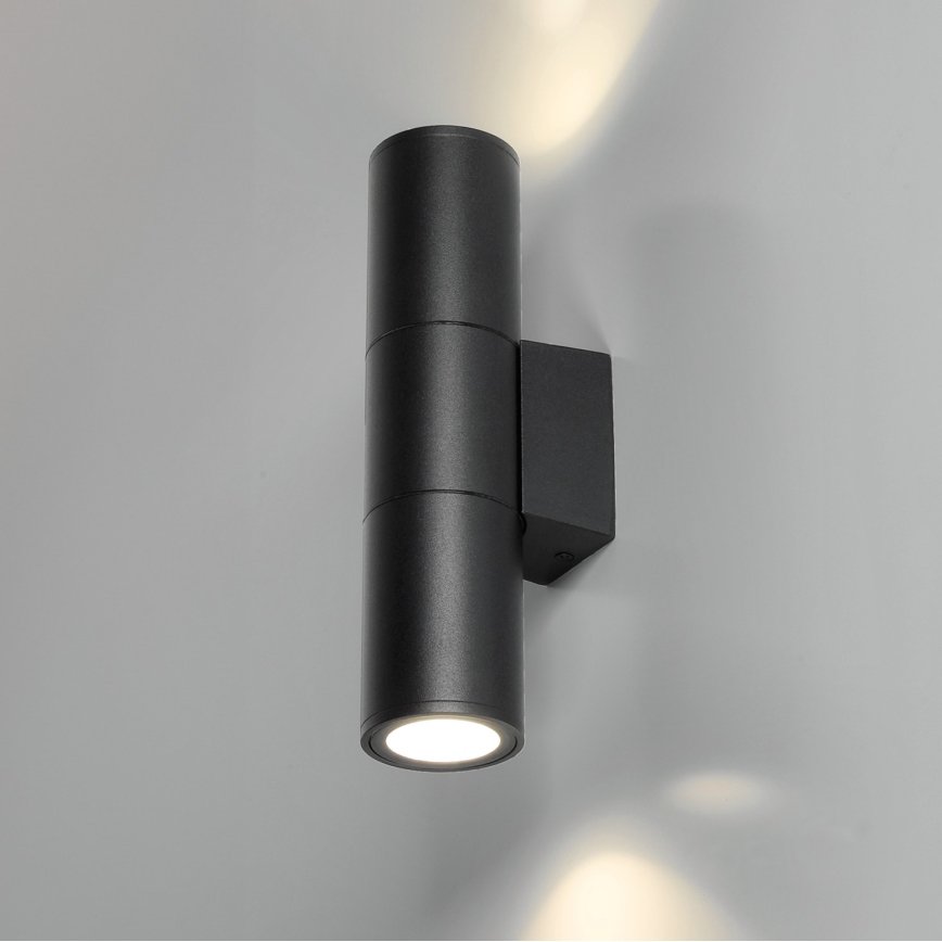 Āra sienas lampa 2xGU10/35W/230V IP54 apaļa melna