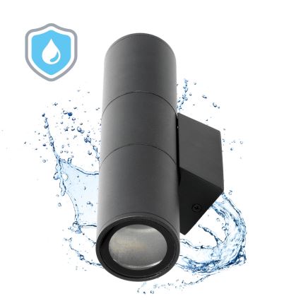 Āra sienas lampa 2xGU10/35W/230V IP54 apaļa melna