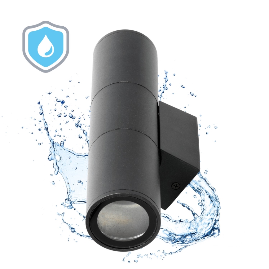 Āra sienas lampa 2xGU10/35W/230V IP54 apaļa melna