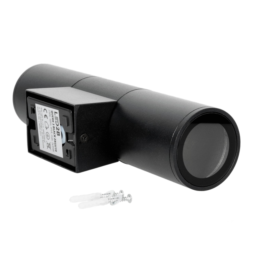 Āra sienas lampa 2xGU10/35W/230V IP54 apaļa melna