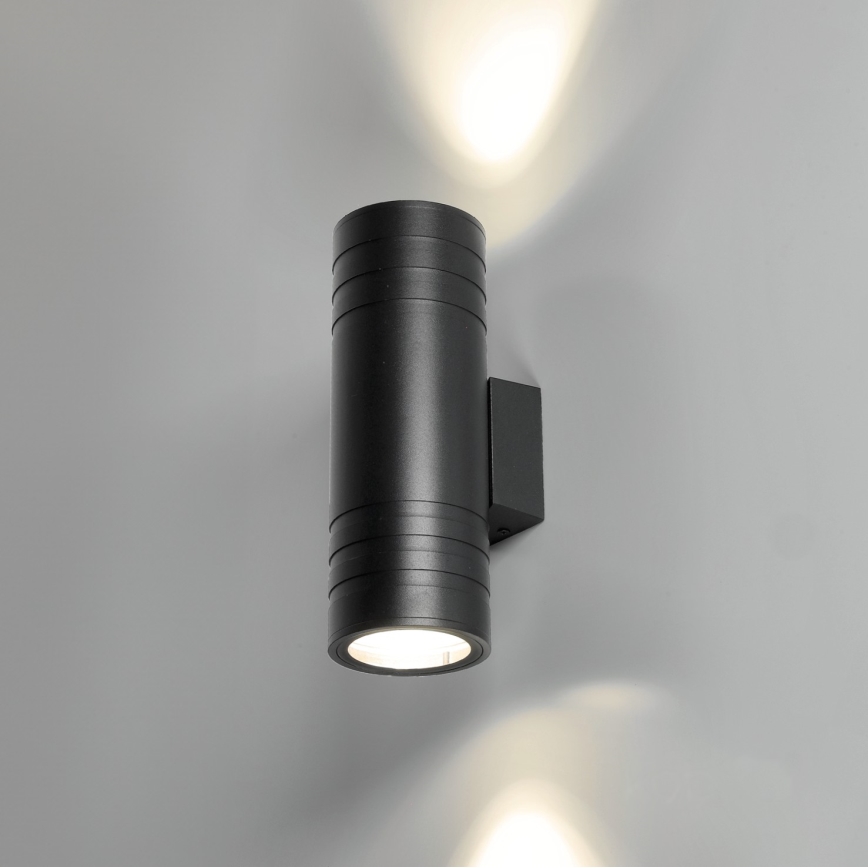 Āra sienas lampa 2xGU10/35W/230V IP54 apaļa melna