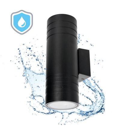 Āra sienas lampa 2xGU10/35W/230V IP54 apaļa melna