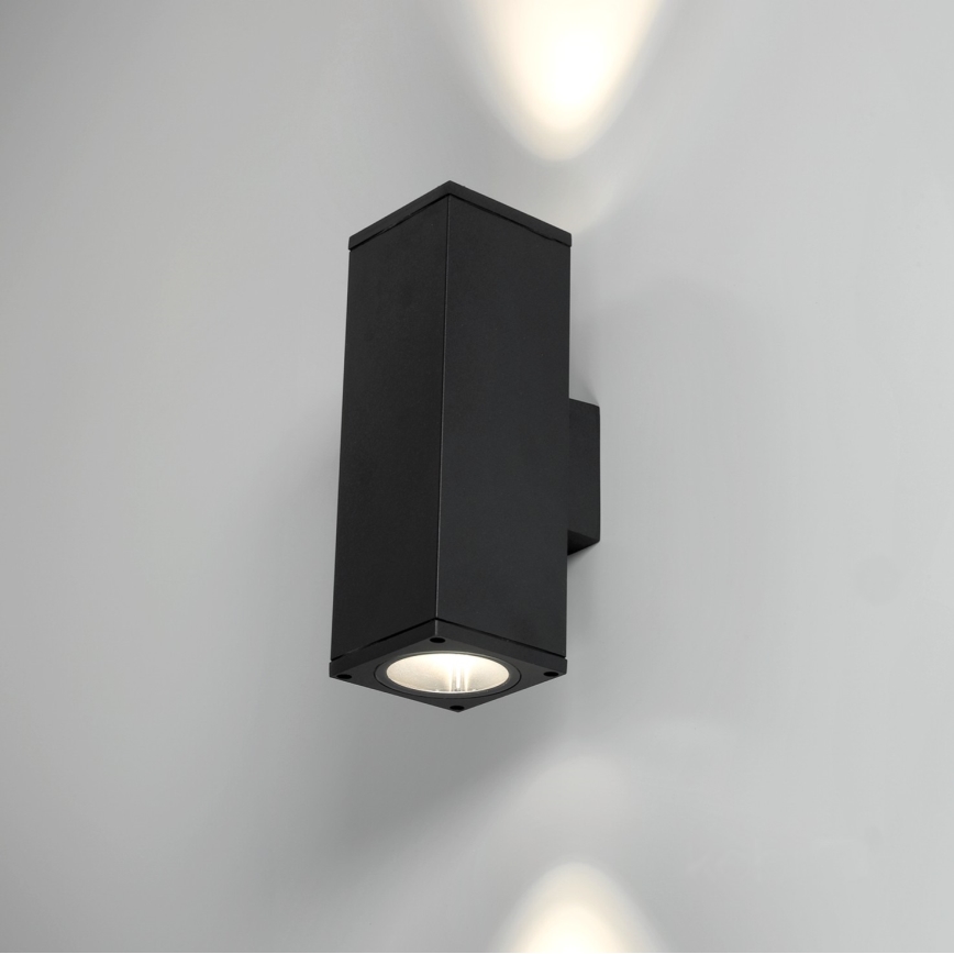 Āra sienas lampa 2xGU10/35W/230V IP54 leņķa melna