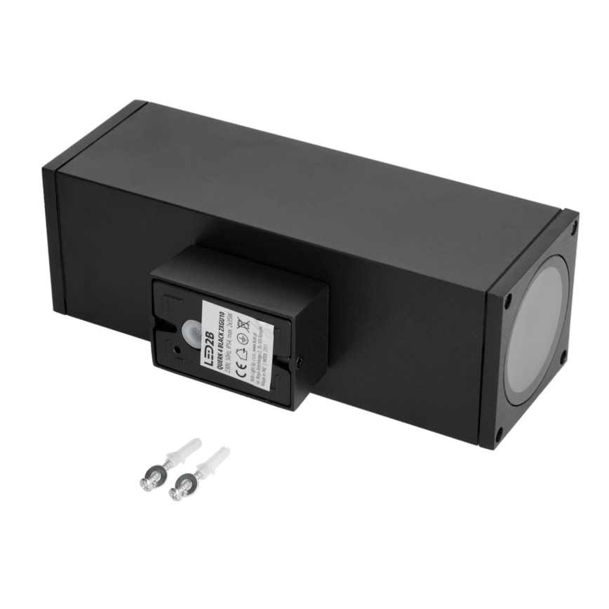 Āra sienas lampa 2xGU10/35W/230V IP54 leņķa melna