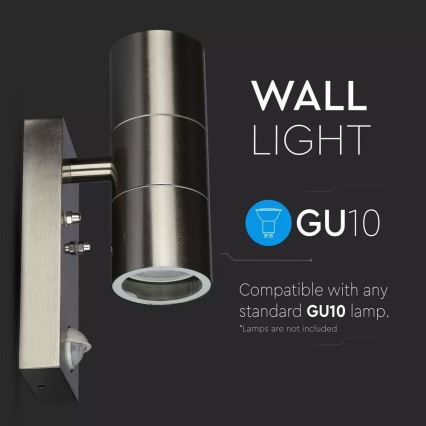 Āra sienas lampa ar sensoru 2xGU10/35W/230V IP44