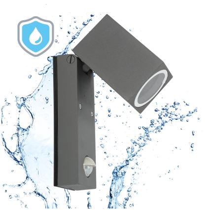 Āra sienas lampa ar sensoru QUAZAR 1xGU10/35W/230V IP44 pelēks