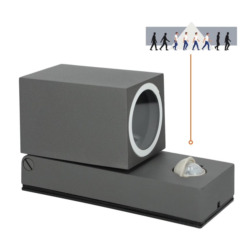 Āra sienas lampa ar sensoru QUAZAR 1xGU10/35W/230V IP44 pelēks