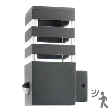 Āra sienas lampa ar sensoru TEKSAS 1xE27/12W/230V IP44 antracīta