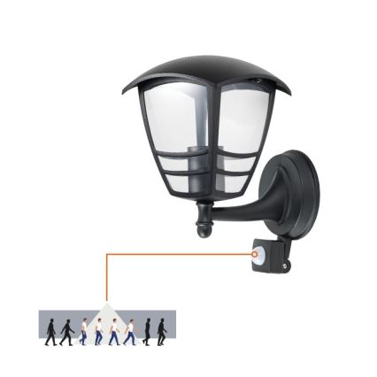 Āra sienas lampa ar sensoru TEVIO 1xE27/60W/230V IP54 melna