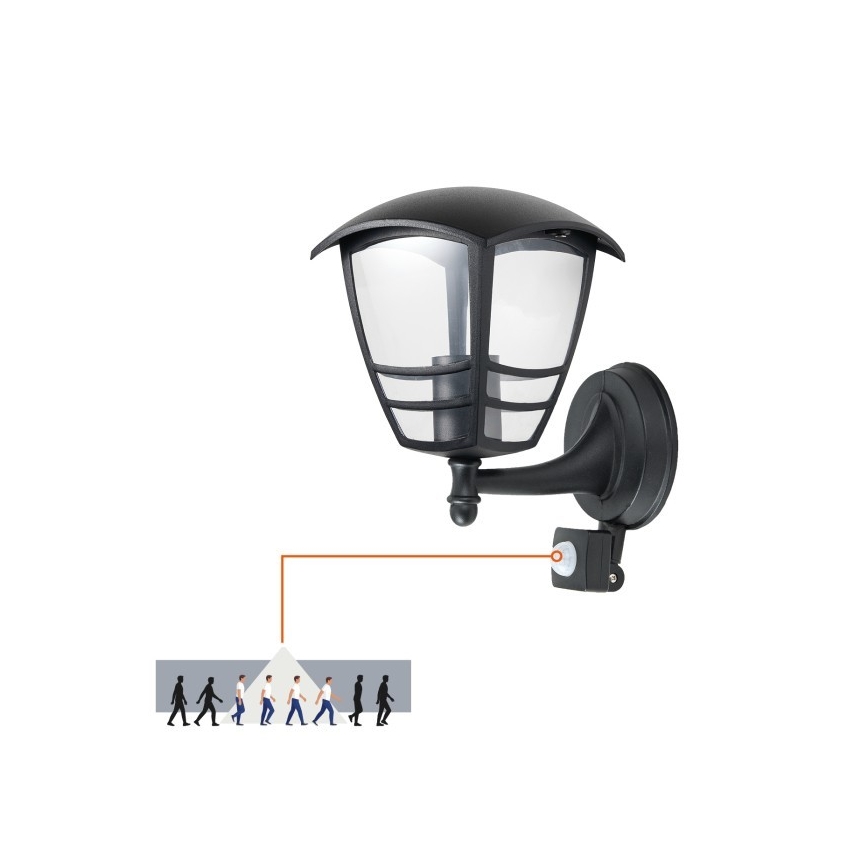 Āra sienas lampa ar sensoru TEVIO 1xE27/60W/230V IP54 melna