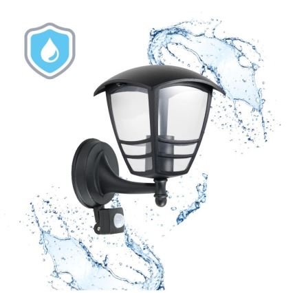 Āra sienas lampa ar sensoru TEVIO 1xE27/60W/230V IP54 melna