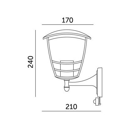 Āra sienas lampa ar sensoru TEVIO 1xE27/60W/230V IP54 melna