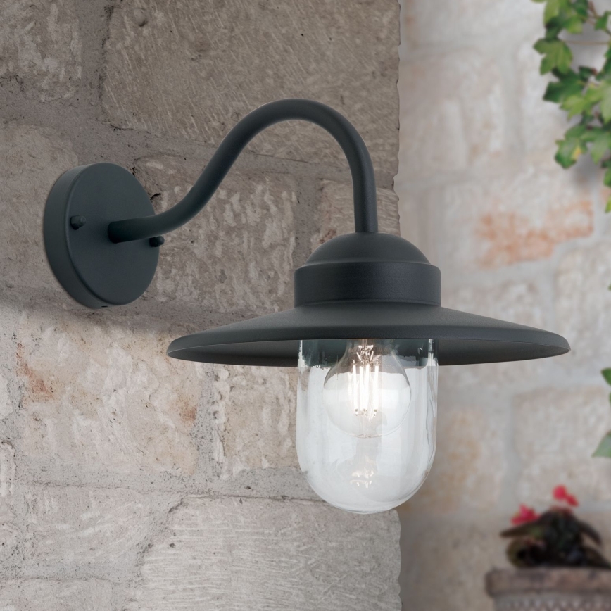 Āra sienas lampa EDWARD 1xE27/60W/230V IP44 melna