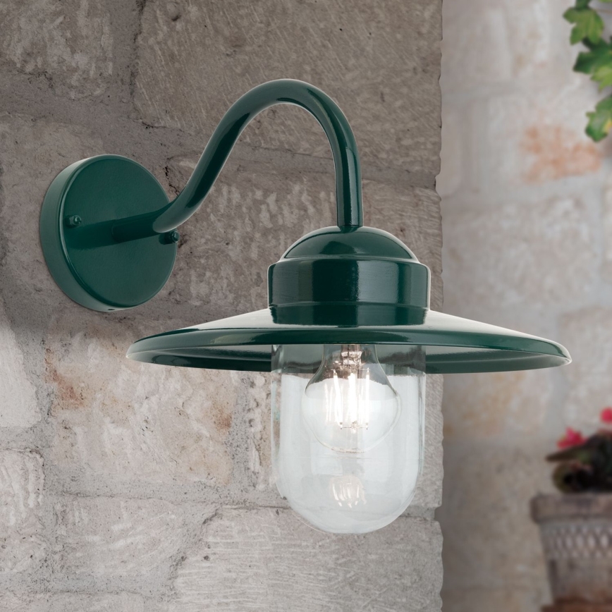 Āra sienas lampa EDWARD 1xE27/60W/230V IP44 zaļa