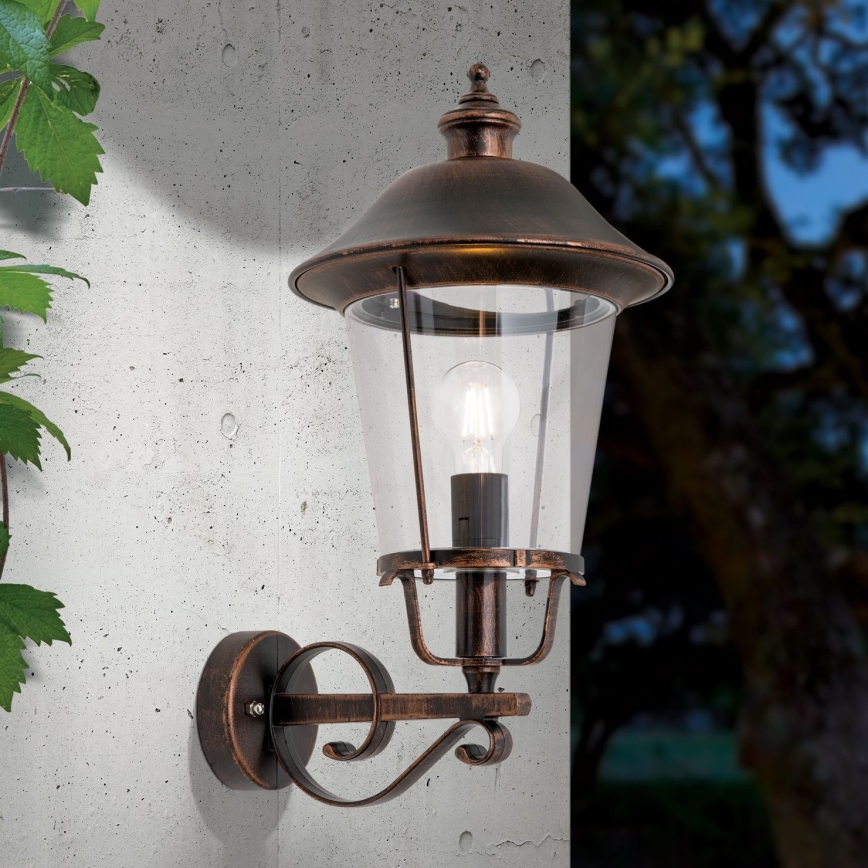 Āra sienas lampa KENZO 1xE27/100W/230V IP44 bronza/patina