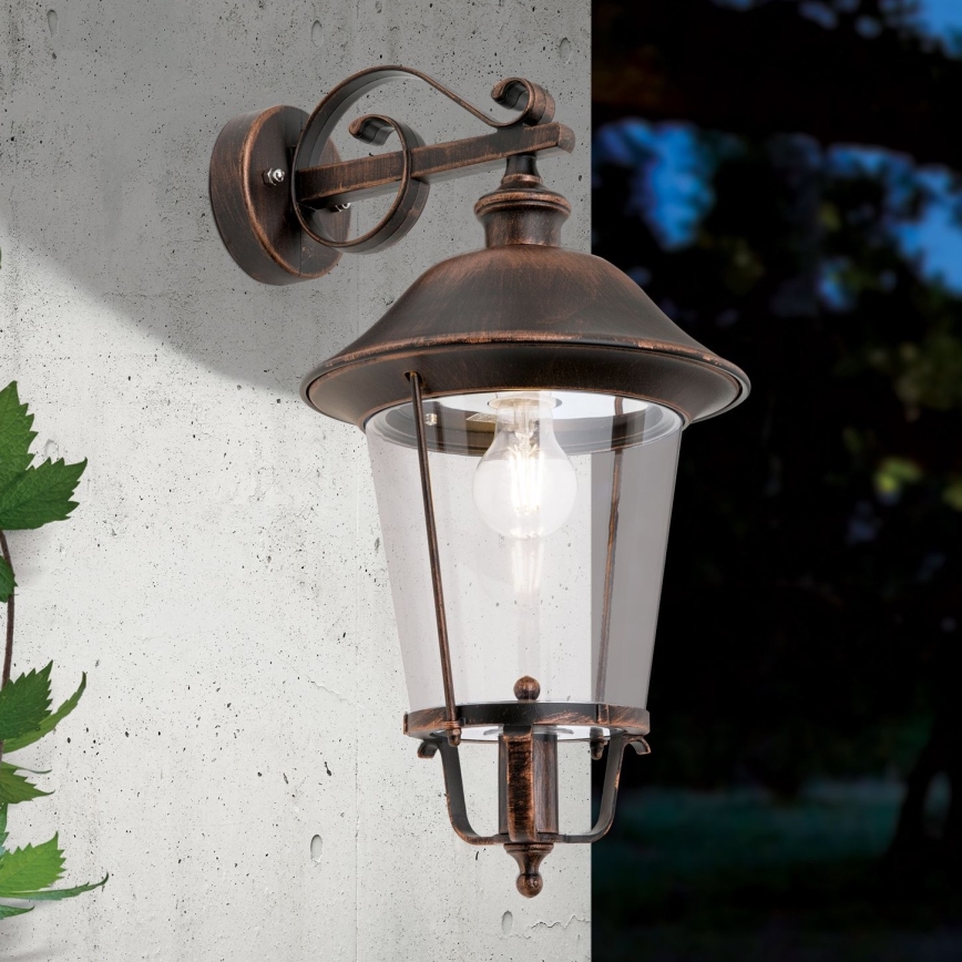Āra sienas lampa KENZO 1xE27/100W/230V IP44 bronza/patina
