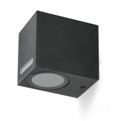 Āra sienas lampa QUERK 1xGU10/35W/230V IP54 8 cm melna
