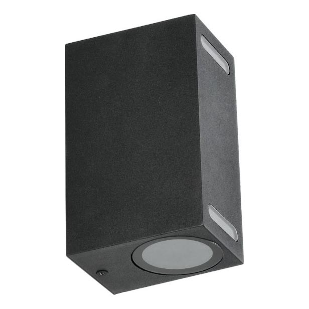 Āra sienas lampa QUERK 2xGU10/35W/230V IP54 15 cm melna