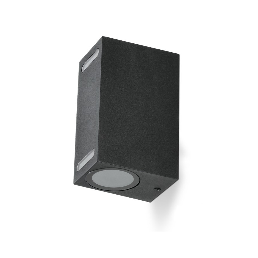 Āra sienas lampa QUERK 2xGU10/35W/230V IP54 15 cm melna