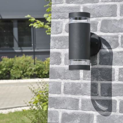 Āra sienas lampa RINO 2xGU10/12W/230V IP54 melna