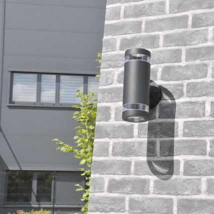 Āra sienas lampa RINO 2xGU10/12W/230V IP54 melna