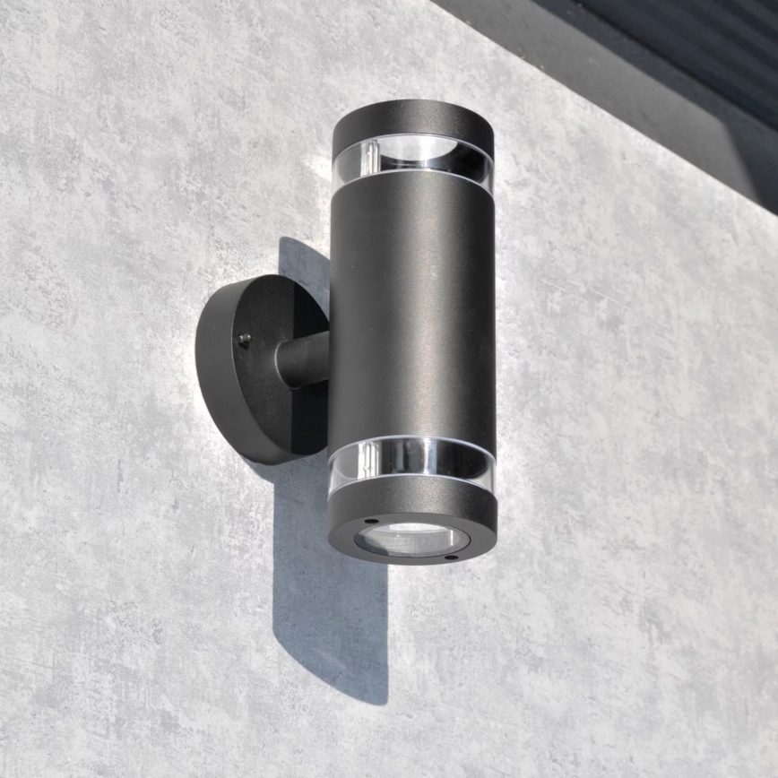 Āra sienas lampa RINO 2xGU10/12W/230V IP54 melna