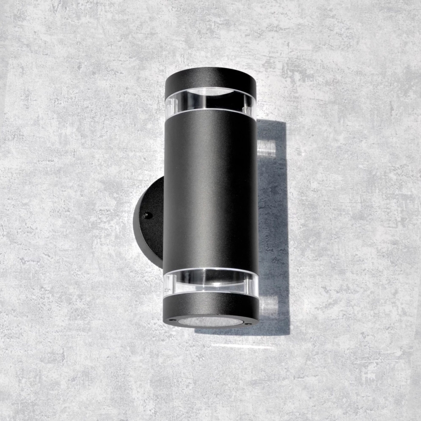 Āra sienas lampa RINO 2xGU10/12W/230V IP54 melna