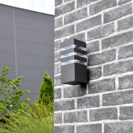 Āra sienas lampa TEKSAS 1xE27/12W/230V IP44 antracīta