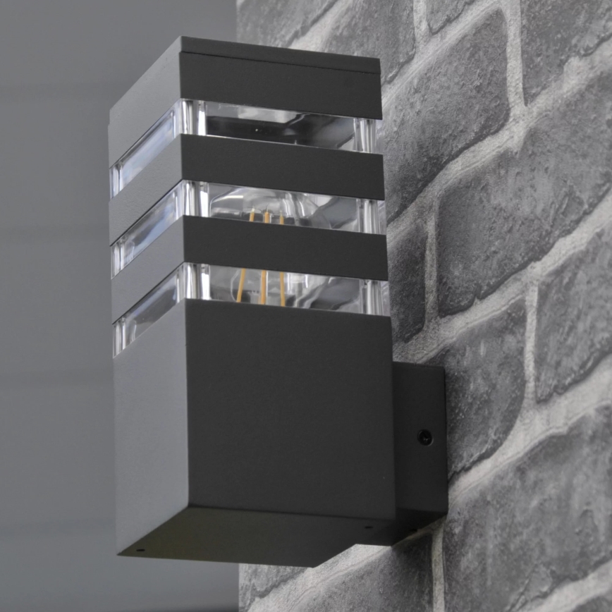 Āra sienas lampa TEKSAS 1xE27/12W/230V IP44 antracīta