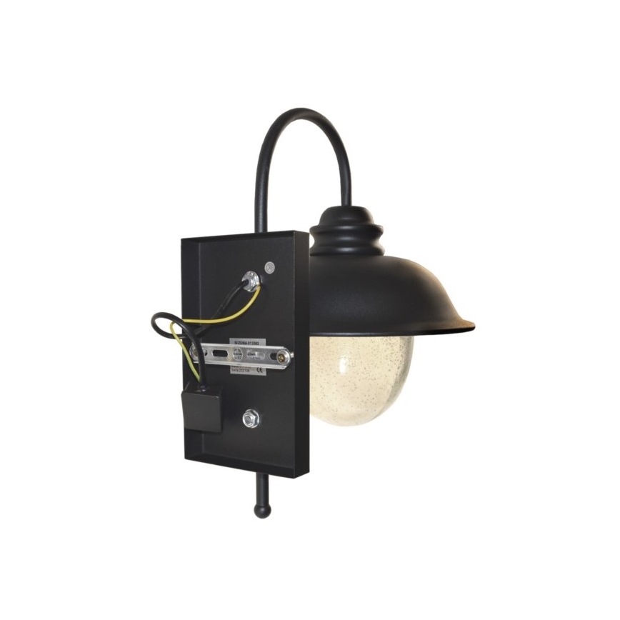 Āra sienas lampa ZUNA 1xE27/60W/230V IP44 melna