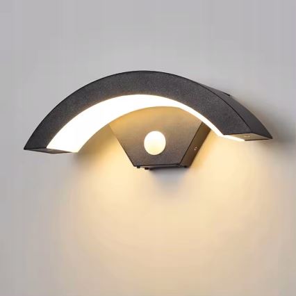 LED āra sienas gaismeklis ar kustības sensoru LED/10W/230V IP54 melns