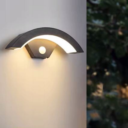 LED āra sienas gaismeklis ar kustības sensoru LED/10W/230V IP54 melns