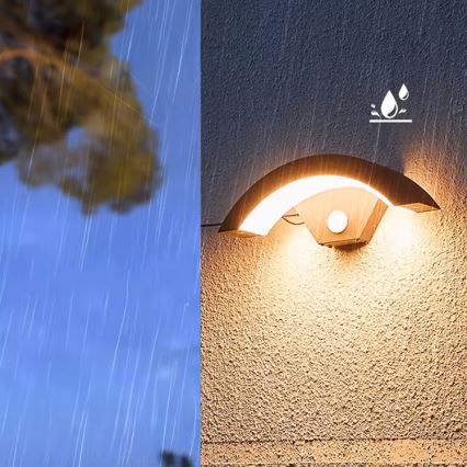 LED āra sienas gaismeklis ar kustības sensoru LED/10W/230V IP54 melns