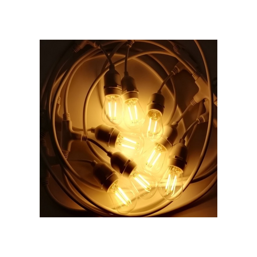 Āra virtene 15xE27/10W/230V 15 m IP44 balta