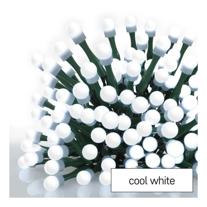 Āra Ziemassvētku LED virtene 80xLED/8 funkcijas 13m auksta balta IP44