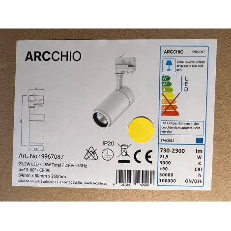 Arcchio - LED Starmetis sliežu sistēmai NANNA LED/21,5W/230V