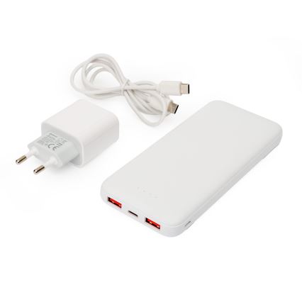 Ārējais akumulators 10000 mAh + adapteris 20W Power Delivery + USB-C/USB-C vads 1m balta
