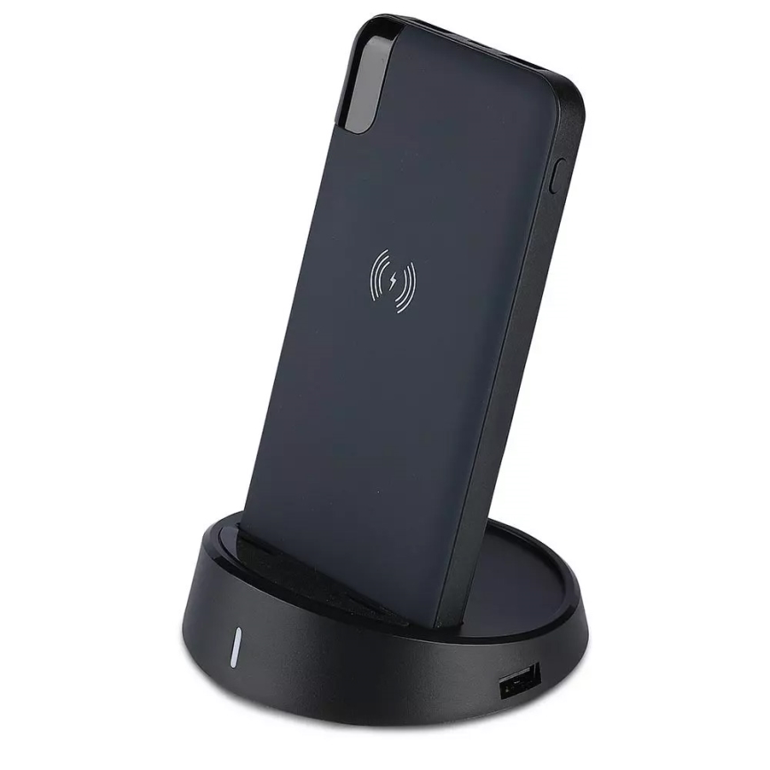 Ārējais Akumulators 8000mAh/3,7V  ar bezvadu uzlādi un dokstaciju zils