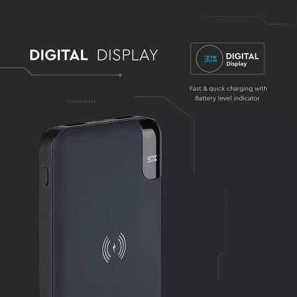 Ārējais Akumulators 8000mAh/3,7V  ar bezvadu uzlādi un dokstaciju zils