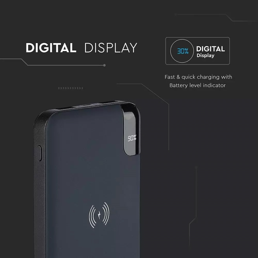 Ārējais Akumulators 8000mAh/3,7V  ar bezvadu uzlādi un dokstaciju zils