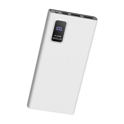 Ārējais akumulators ar LED ekrānu Power Delivery 10000 mAh 3,7V balts