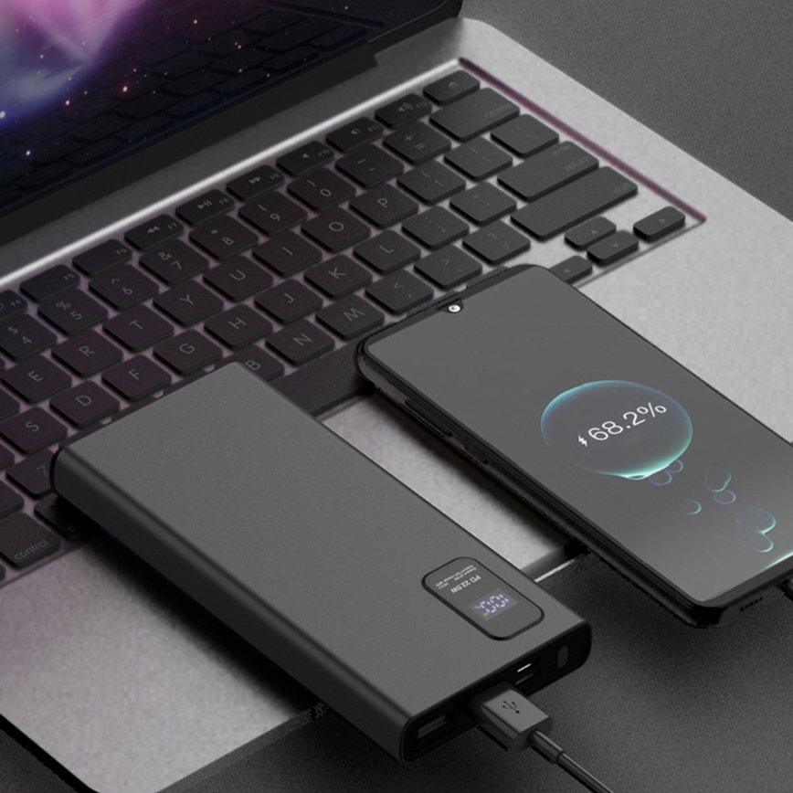 Ārējais akumulators ar LED ekrānu Power Delivery 10000 mAh 3,7V melns