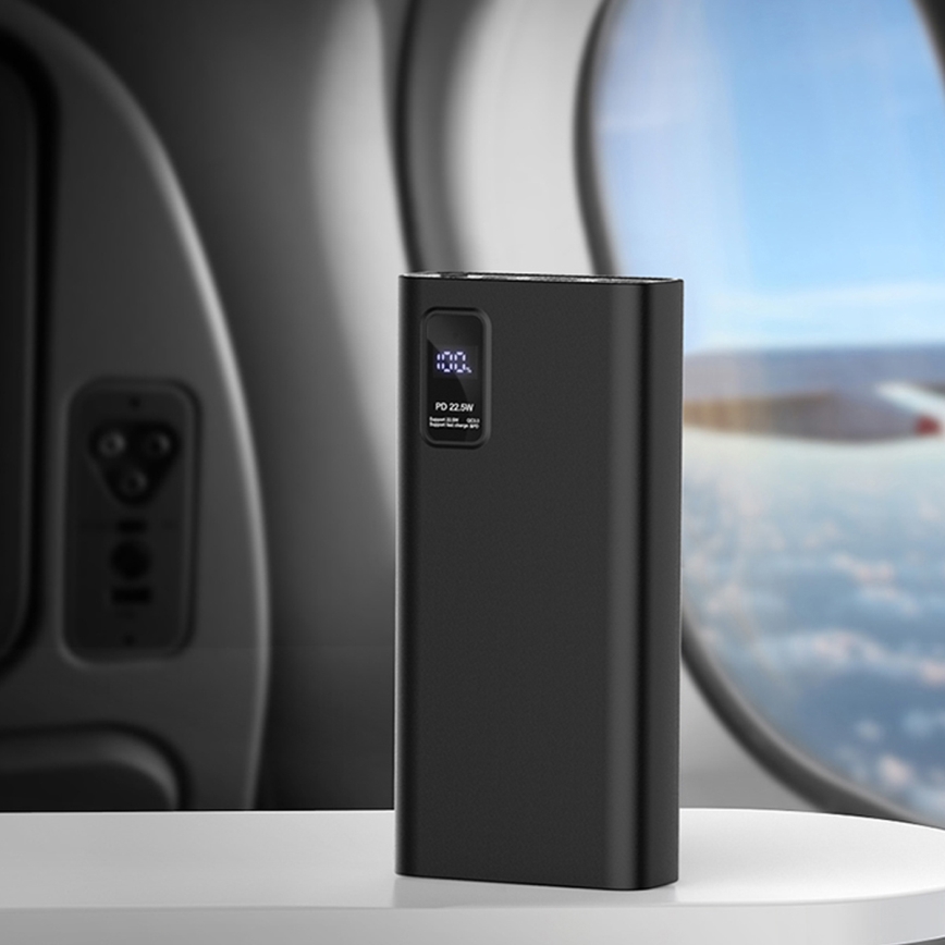 Ārējais akumulators ar LED ekrānu Power Delivery 20000 mAh 3,7V melns