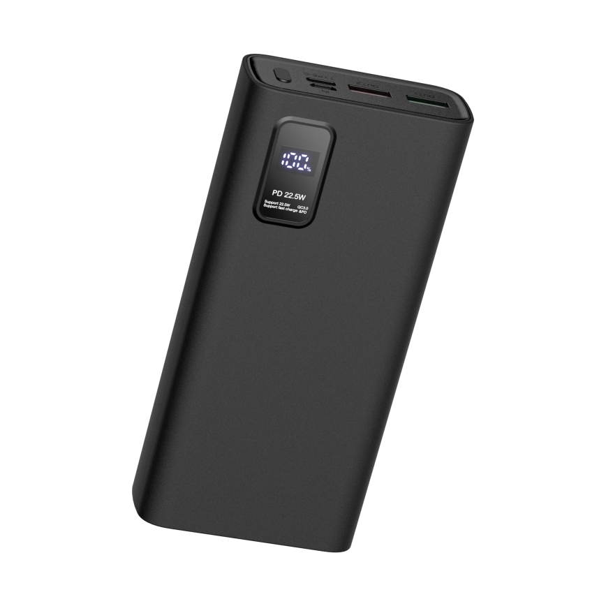 Ārējais akumulators ar LED ekrānu Power Delivery 20000 mAh 3,7V melns