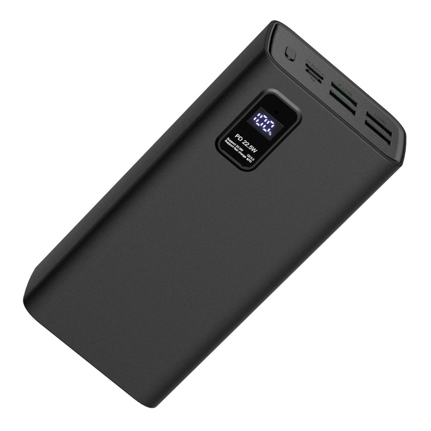 Ārējais akumulators ar LED ekrānu Power Delivery 30000 mAh 3,7V melns