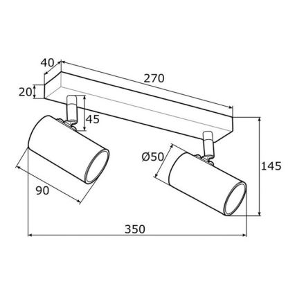 Argon 0889 - Lampa LAGOS 2xGU10/5W/230V misiņš/melns