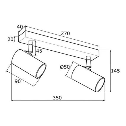 Argon 0891 - Lampa LAGOS 2xGU10/5W/230V melns/misiņš