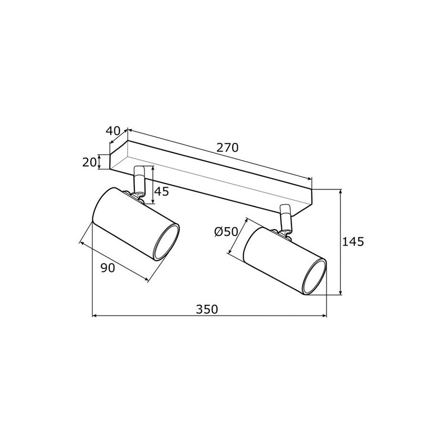 Argon 0891 - Lampa LAGOS 2xGU10/5W/230V melns/misiņš