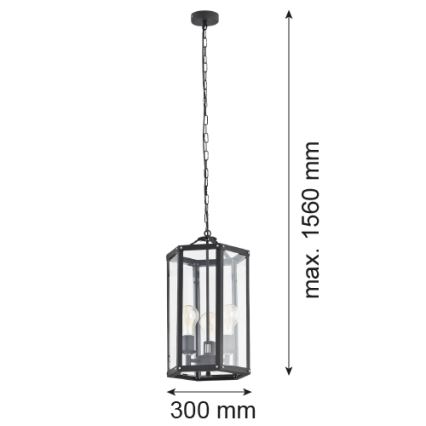 Argon 1253 - Lustra ar auklu BODRUM 3xE27/15W/230V melna