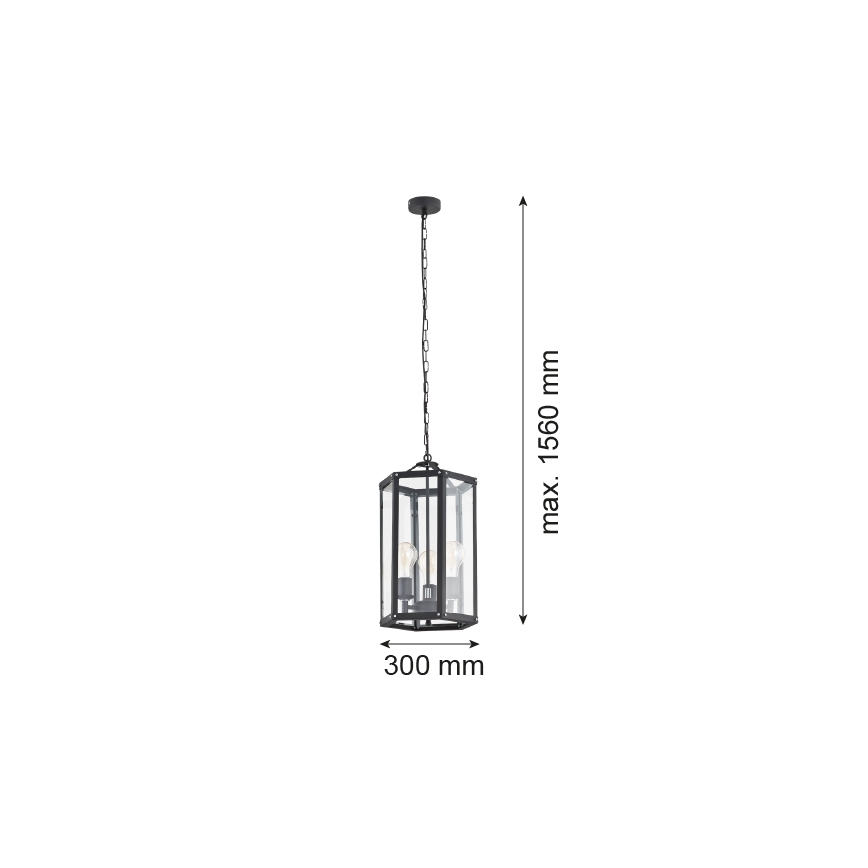 Argon 1253 - Lustra ar auklu BODRUM 3xE27/15W/230V melna